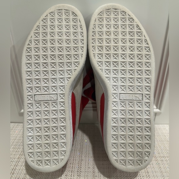 ❤️👟 Puma Women’s Heart Basket DE Red Leather & White Suede Sneakers - Picture 10 of 13